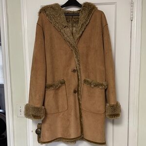 Tan Faux Fur Lined Women's Coat